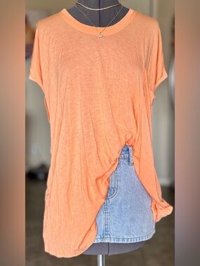 Free People Orange Peach Tunic Tshirt Oversized M